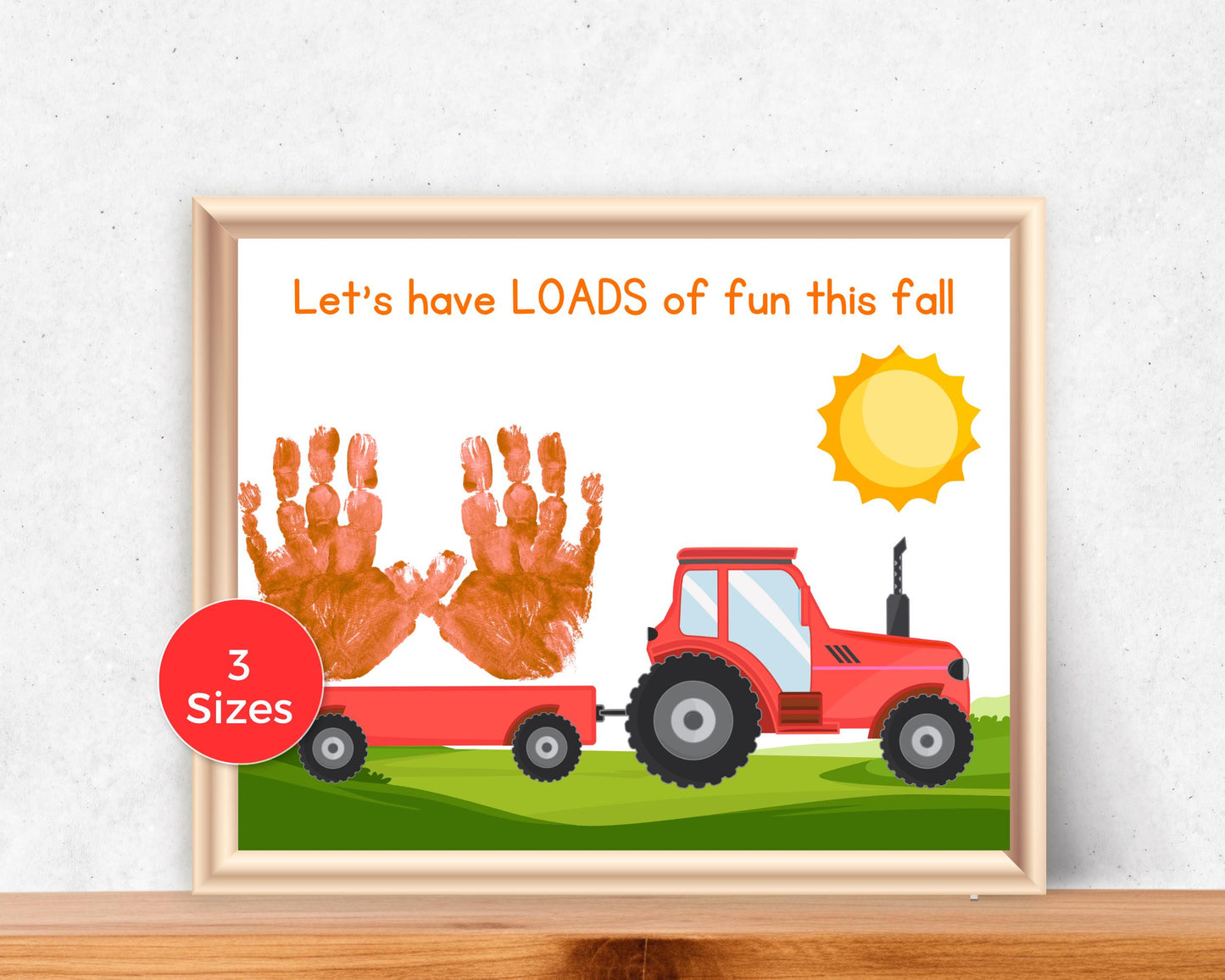 Fall Pumpkin Tractor Handprint Art