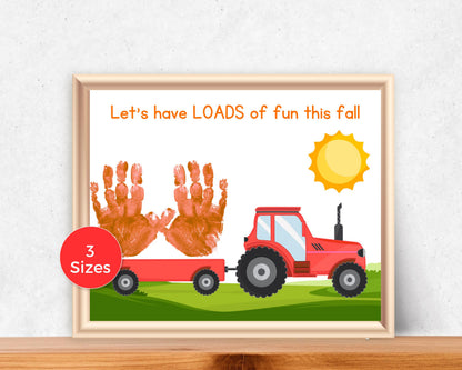 Fall Pumpkin Tractor Handprint Art