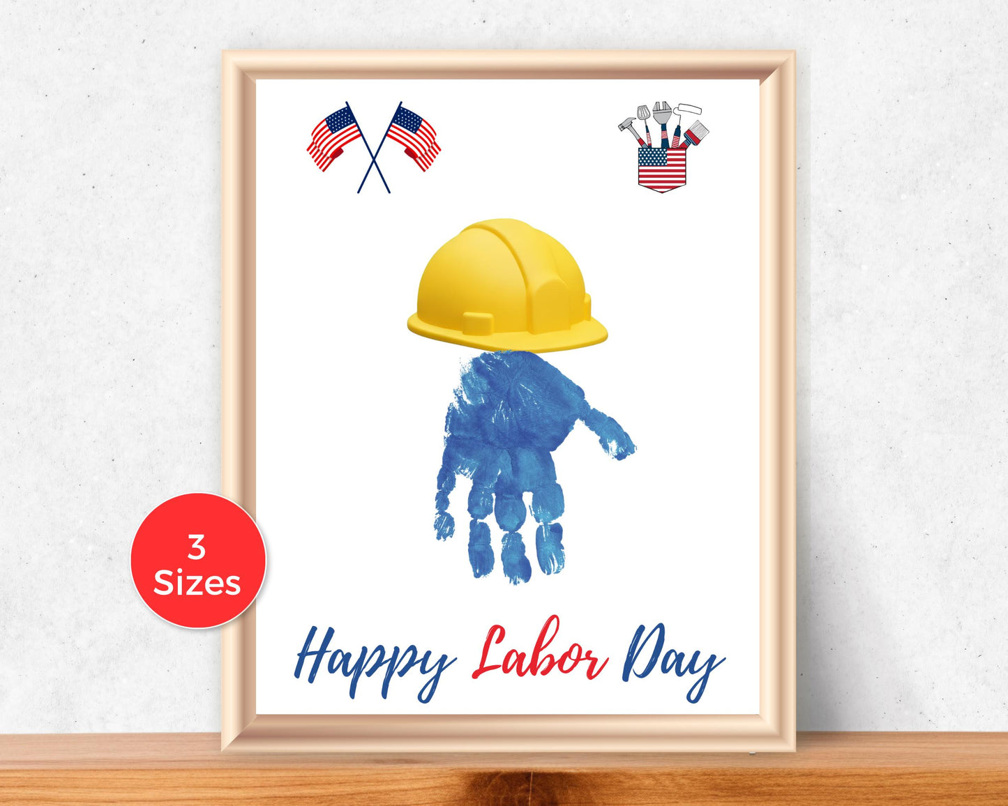 Hard Hat Labor day Handprint Art