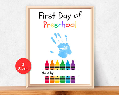 First Day of Preschool Handprint Art