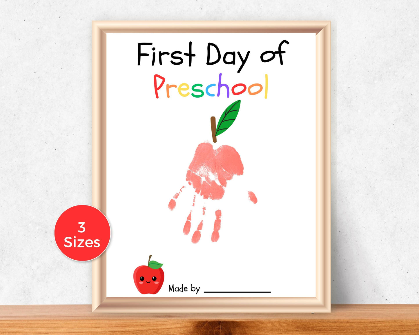 Apple First Day of Preschool Handprint Art