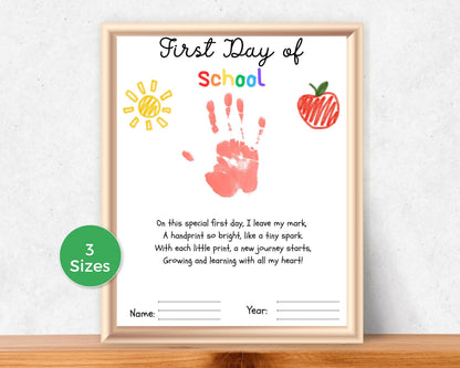 First Day of School Handprint Poem