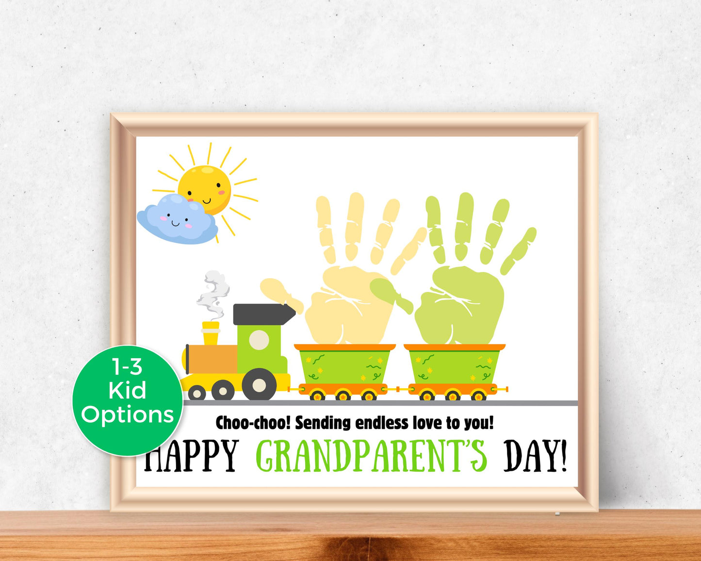 Grandparents Day Train Handprint Art up to 3 kids