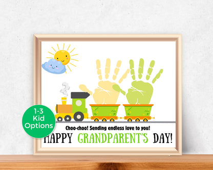 Grandparents Day Train Handprint Art up to 3 kids