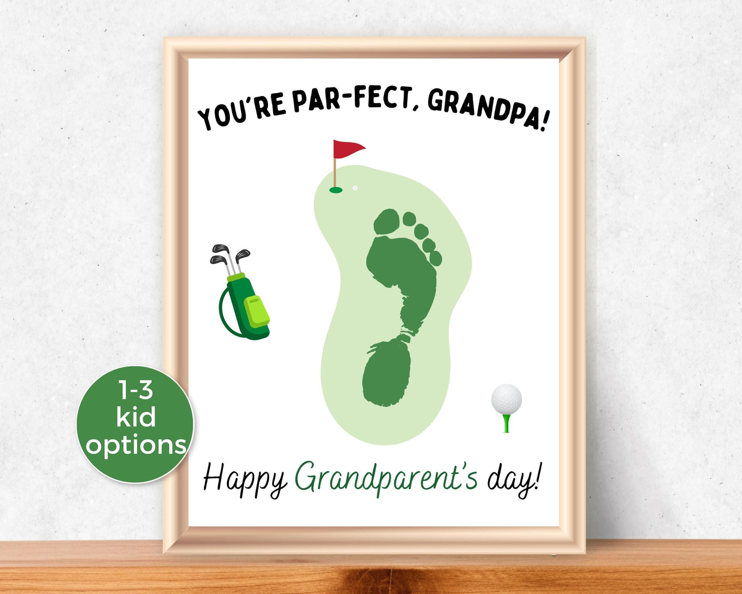 Golf Grandpa Footprint Art up to 3 kids