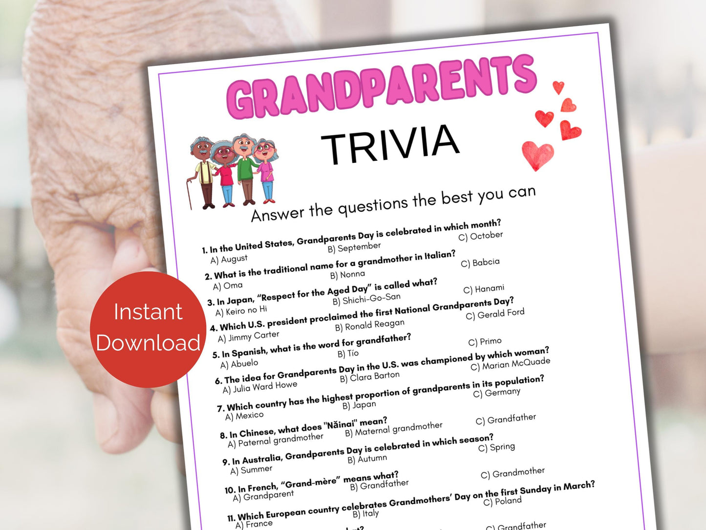 Grandparents Day Trivia Game