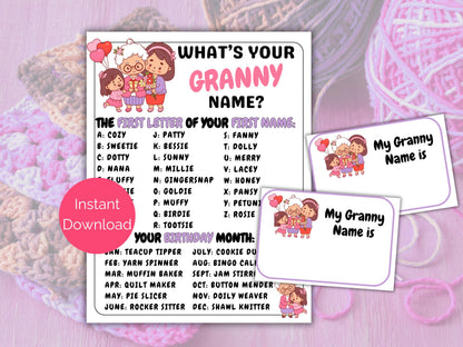 What's Your Granny Name Game + Name Tags