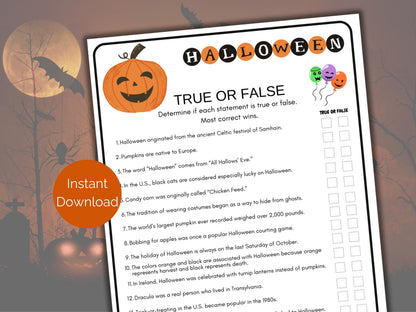 Halloween True or False Game