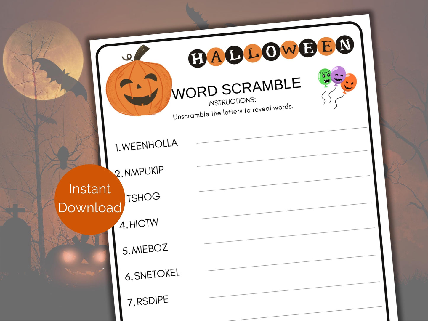 Halloween Word Scramble