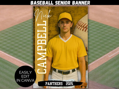 Editable Senior Baseball Banner Template
