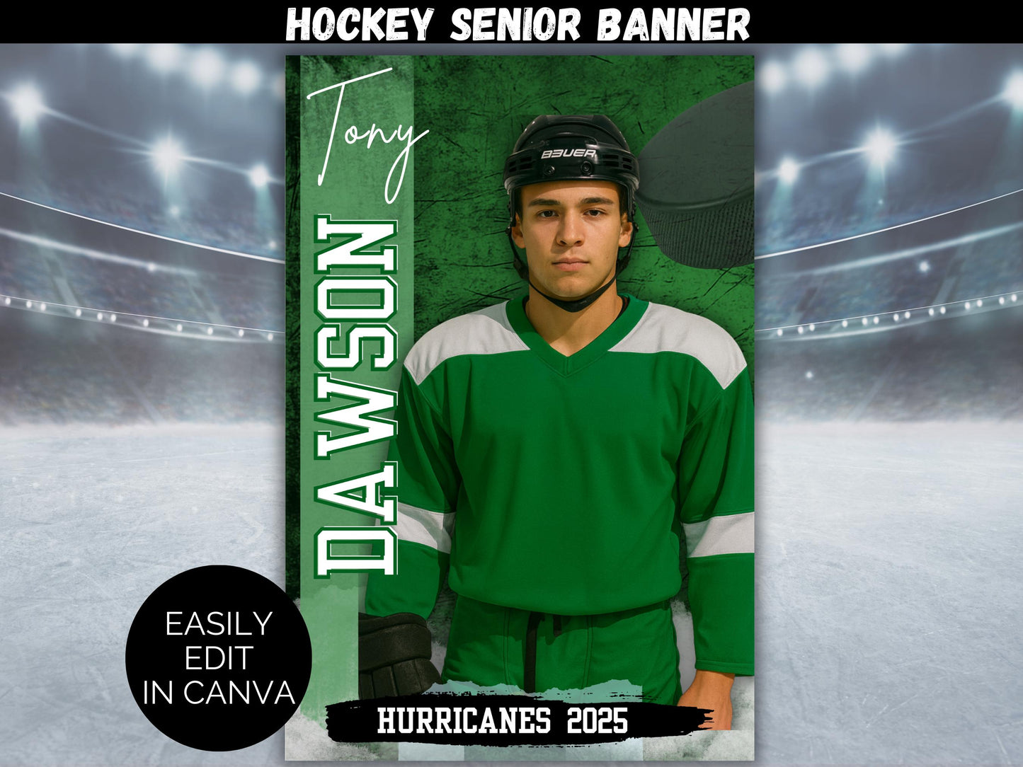 Editable Senior Hockey Banner Template