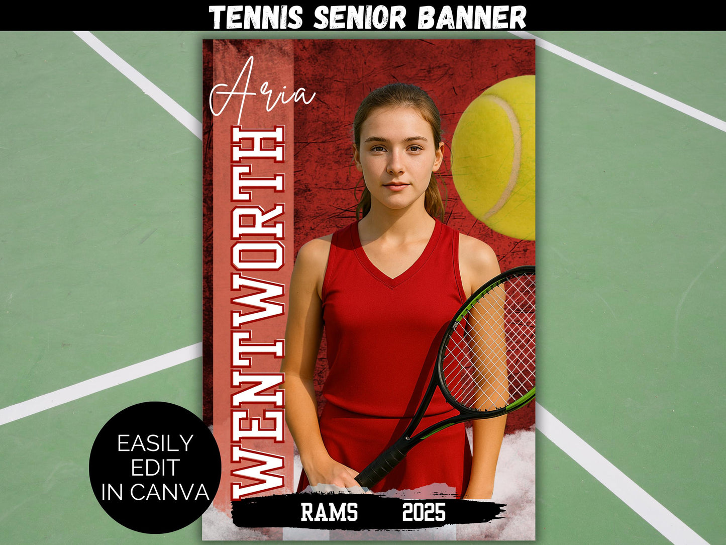 Editable Senior Tennis Banner Template