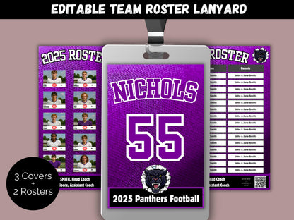 Editable Sports Team Roster Lanyard Template