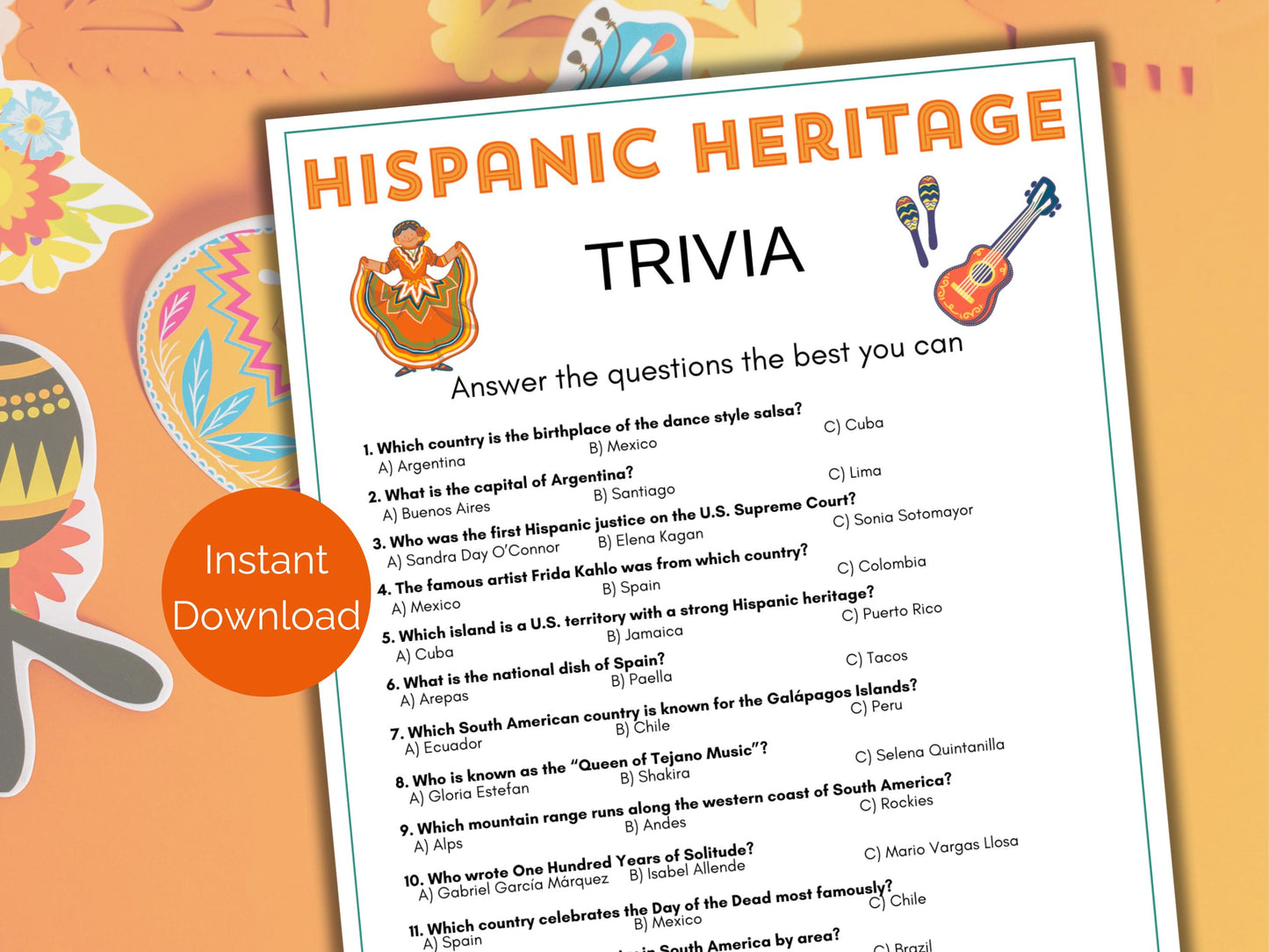 Hispanic Heritage Trivia Game
