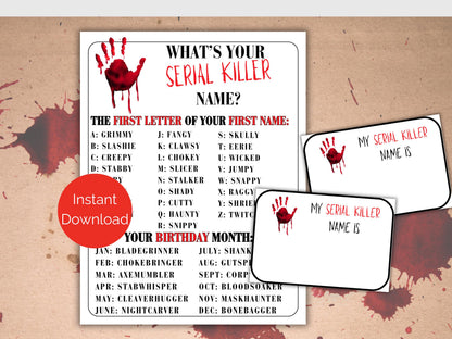 What's Your Serial Killer Name Game + Name Tags