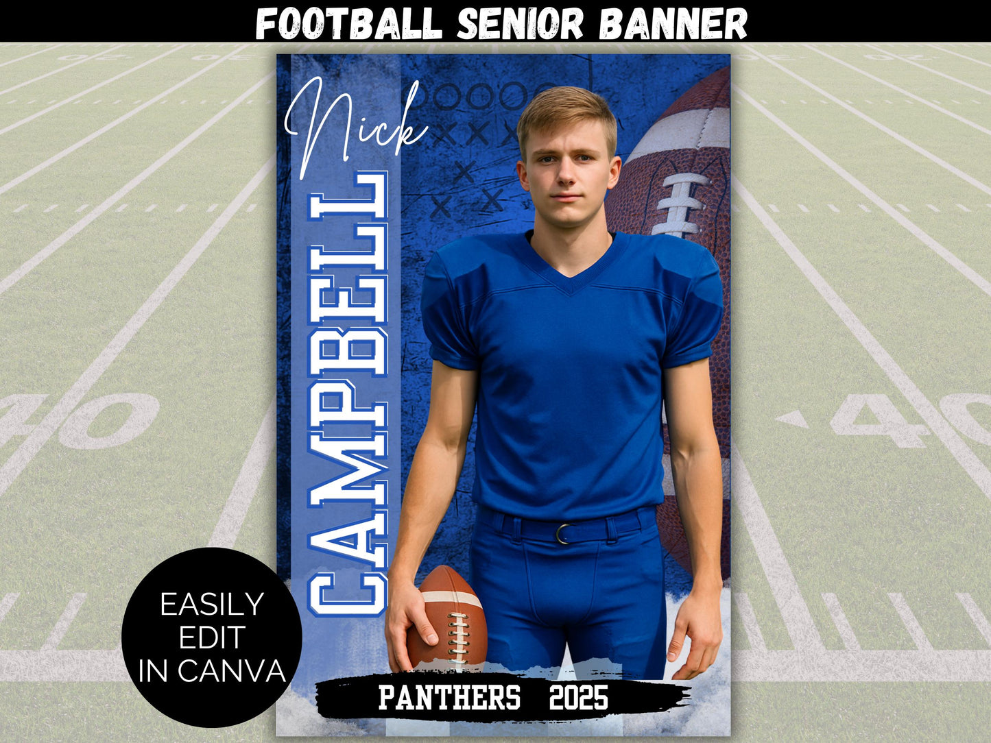 Editable Senior Football Banner Template