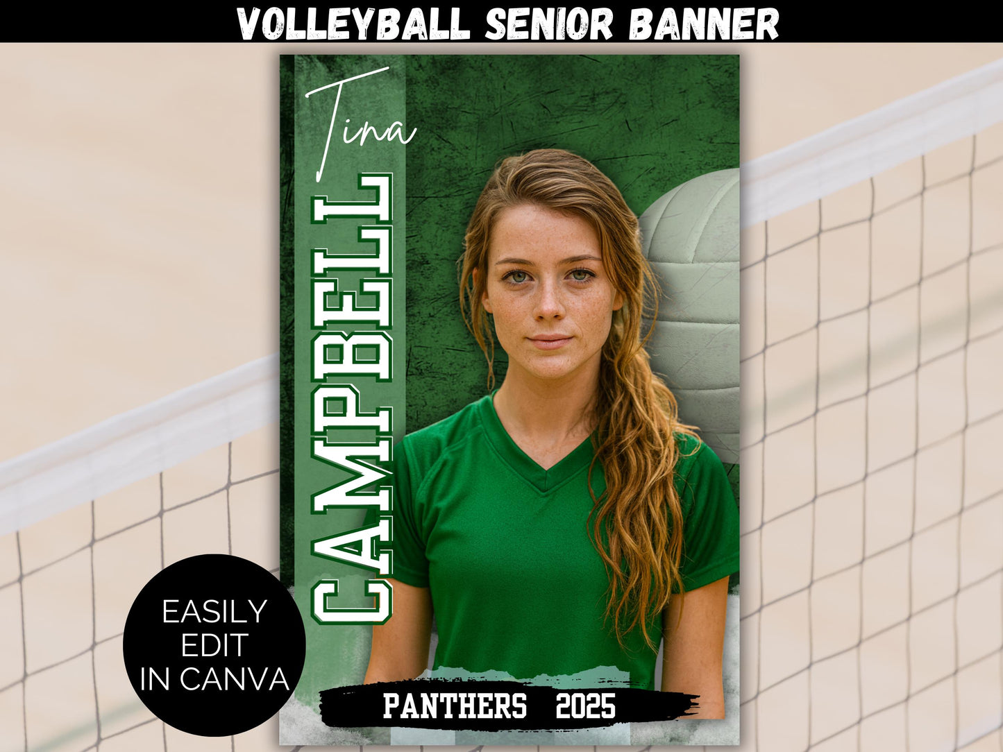Editable Senior Volleyball Banner Template