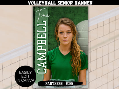 Editable Senior Volleyball Banner Template
