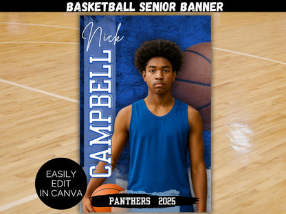 Editable Basketball Senior Banner Template