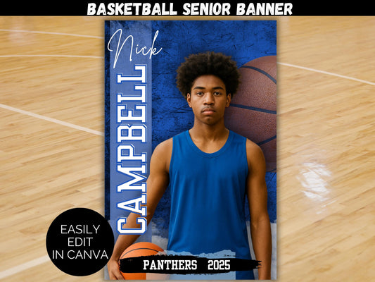 Editable Basketball Senior Banner Template