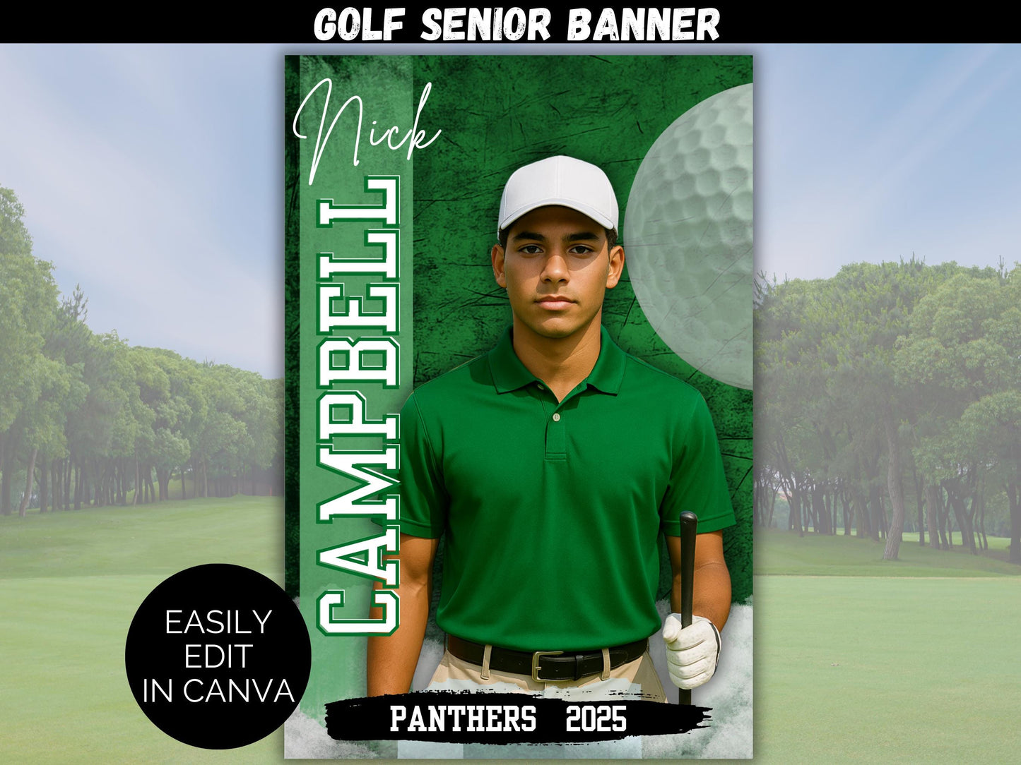 Editable Senior Golf Banner Template
