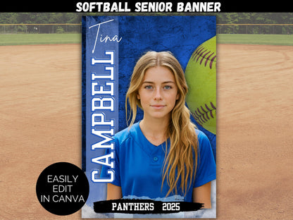 Editable Senior Softball Banner Template