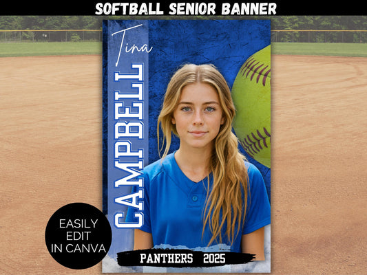 Editable Senior Softball Banner Template