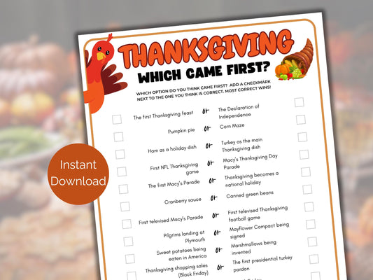 Thanksgiving Which Came First Game