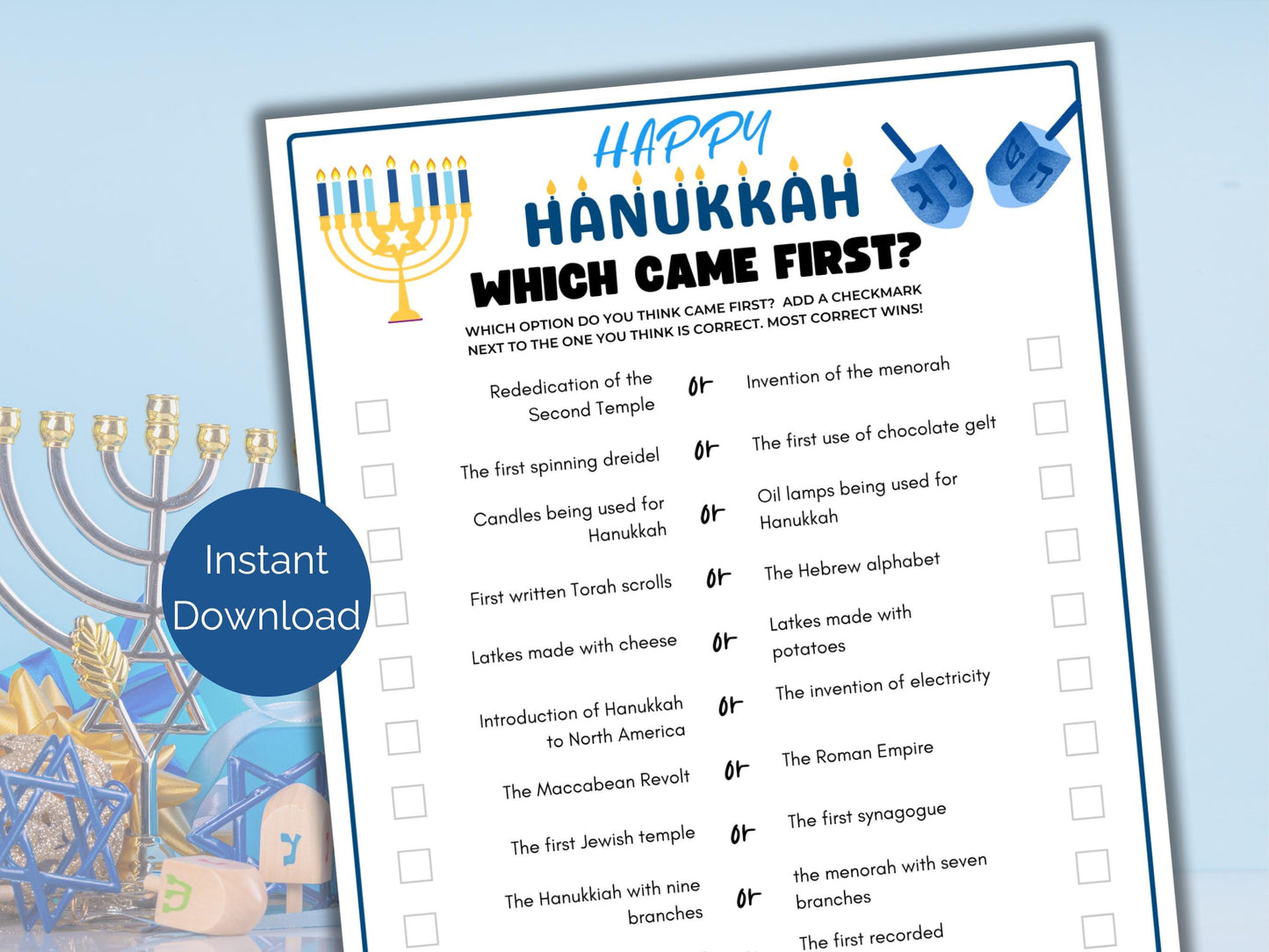 Hanukkah Which Came First Game
