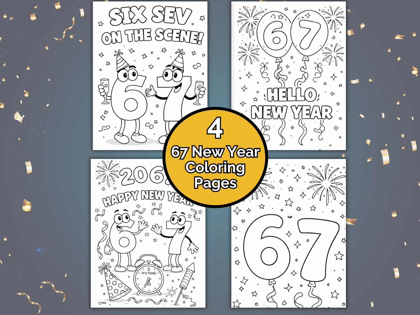 67 New Year Coloring Pages