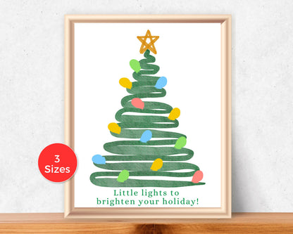 Christmas Tree with Lights Fingerprint Art