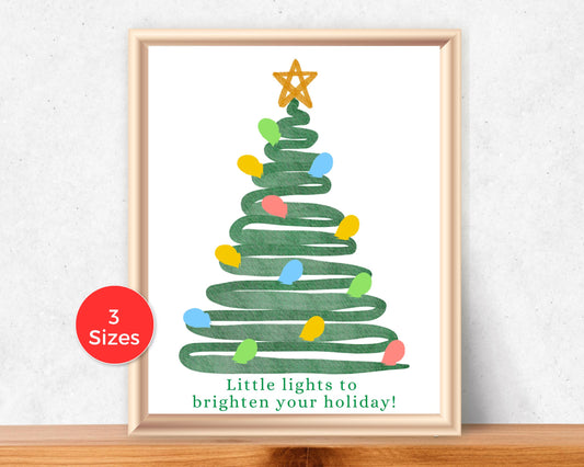 Christmas Tree with Lights Fingerprint Art