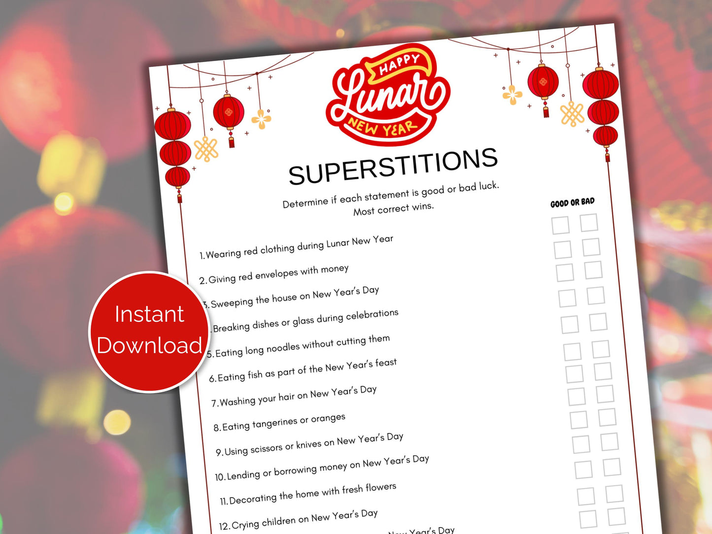 Lunar New Year Superstitions Game