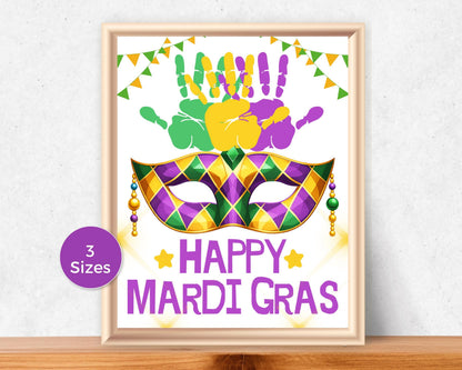 Mardi Gras Mask Handprint Art
