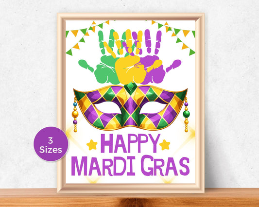 Mardi Gras Mask Handprint Art