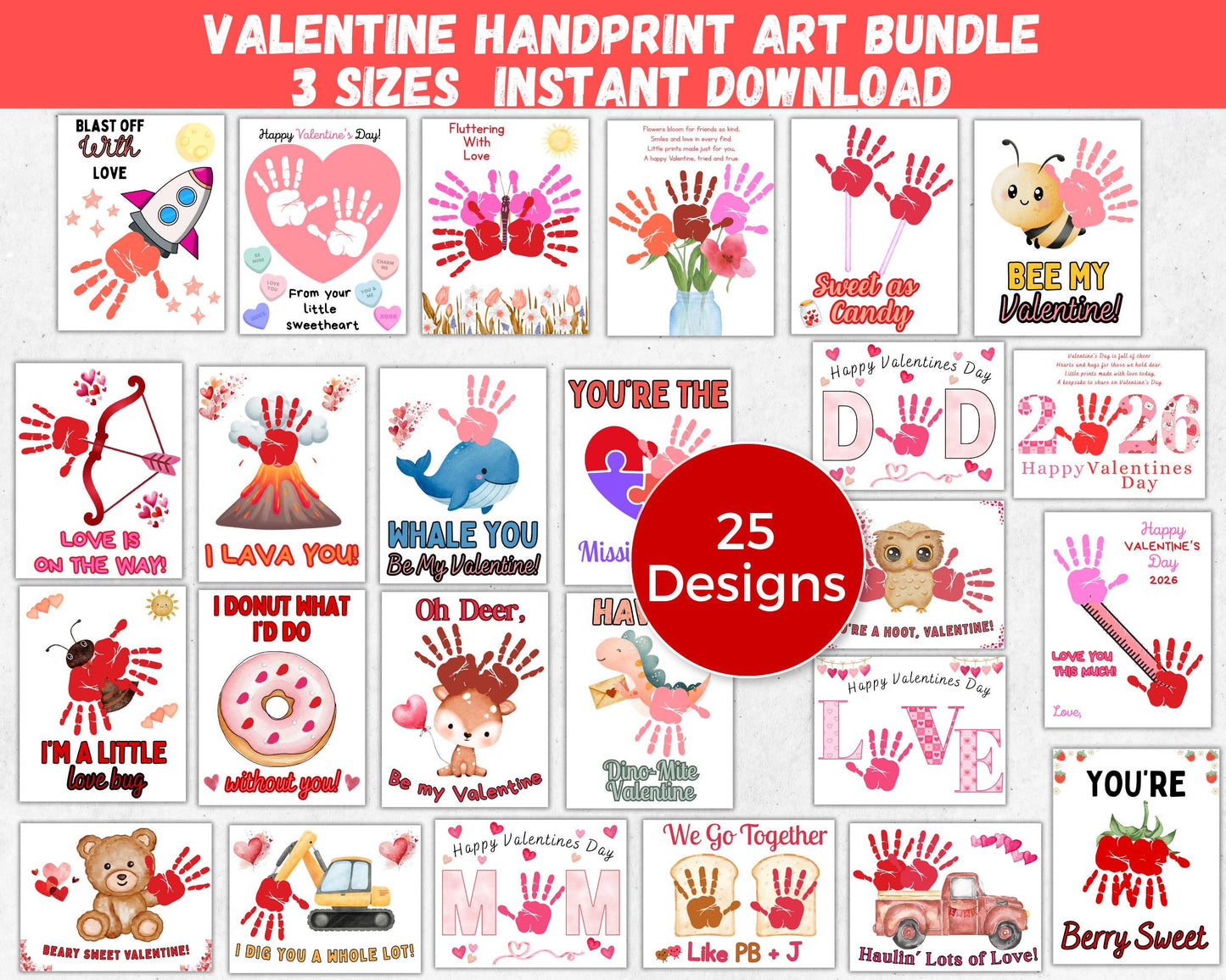 Valentines Handprint Art Bundle