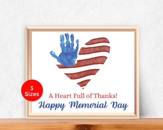 Memorial Day Flag Heart Handprint Art