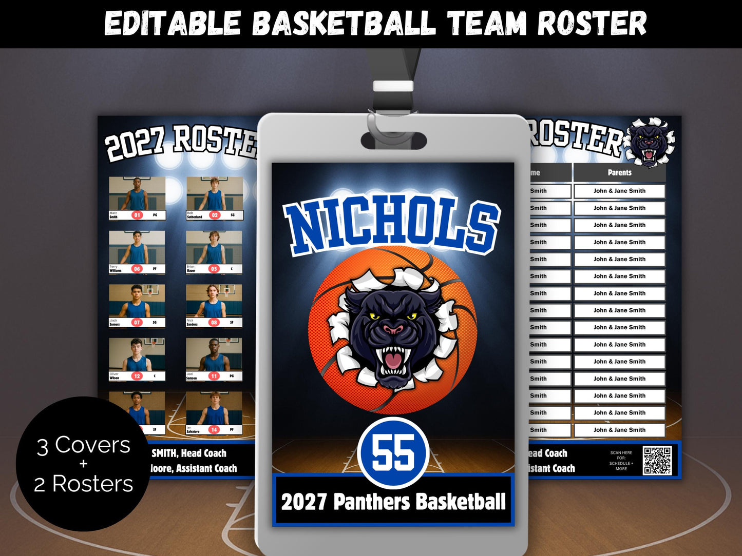 Basketball Team Roster Lanyard Template