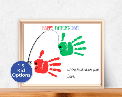 Fish Fathers Day Handprint Art up to 3 Kids