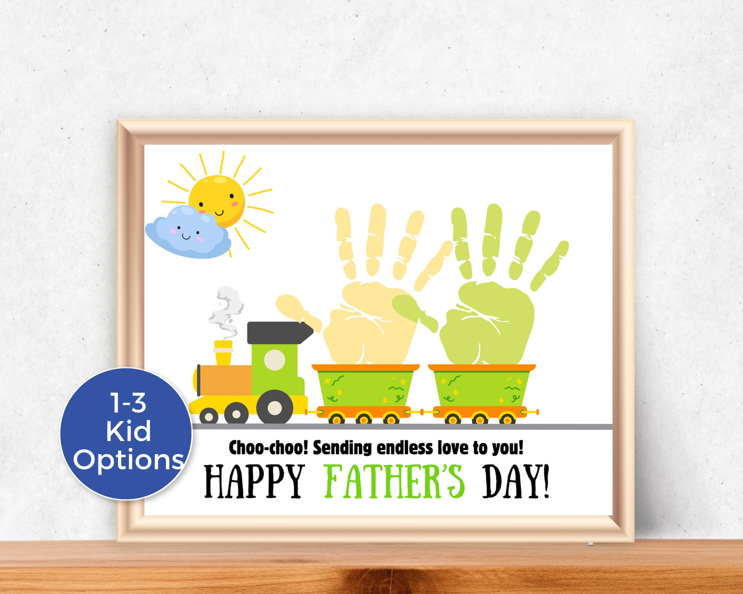 Fathers Day Train Handprint Art For Up to 3 Kids