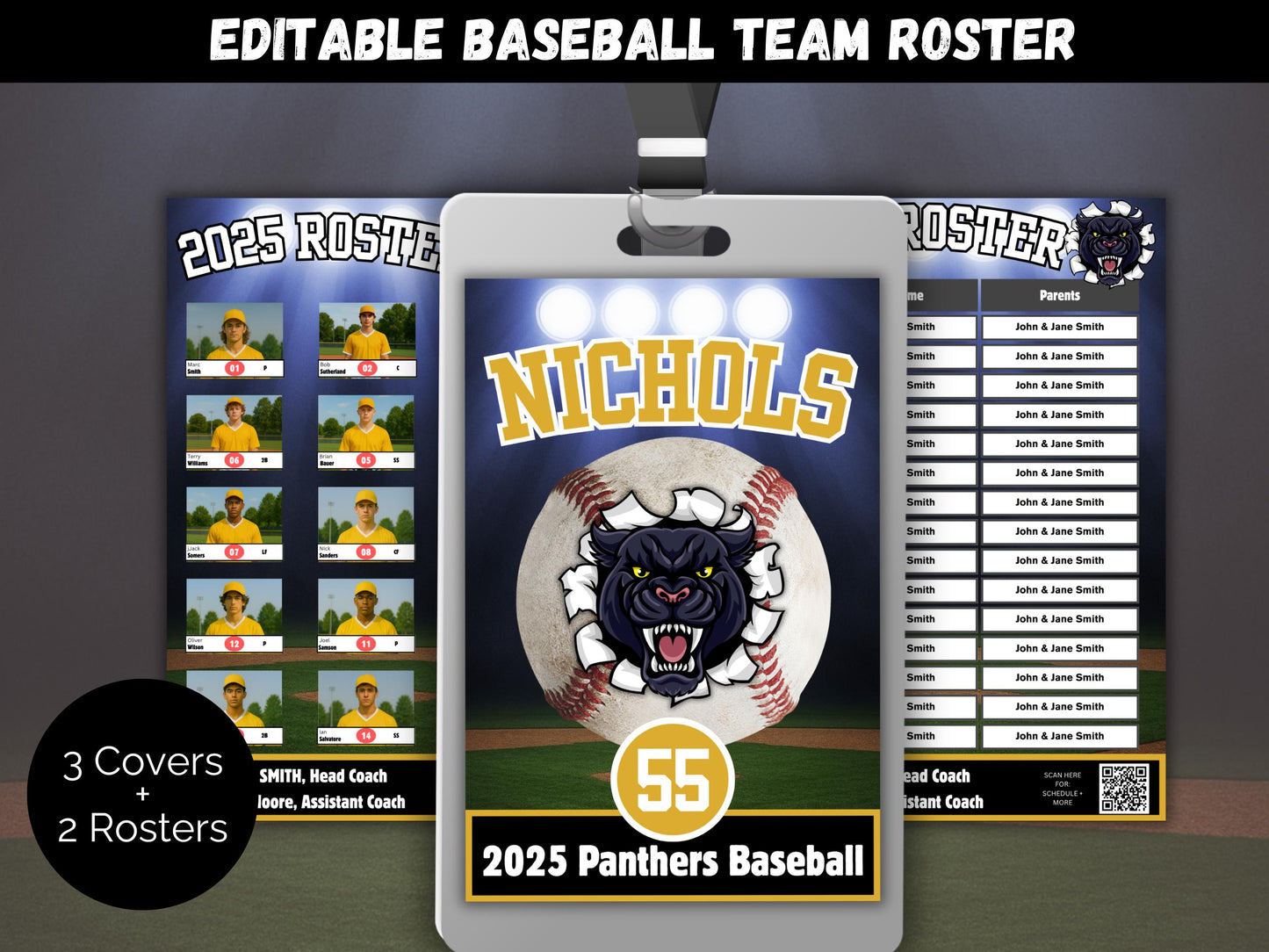 Editable Baseball Team Roster Template