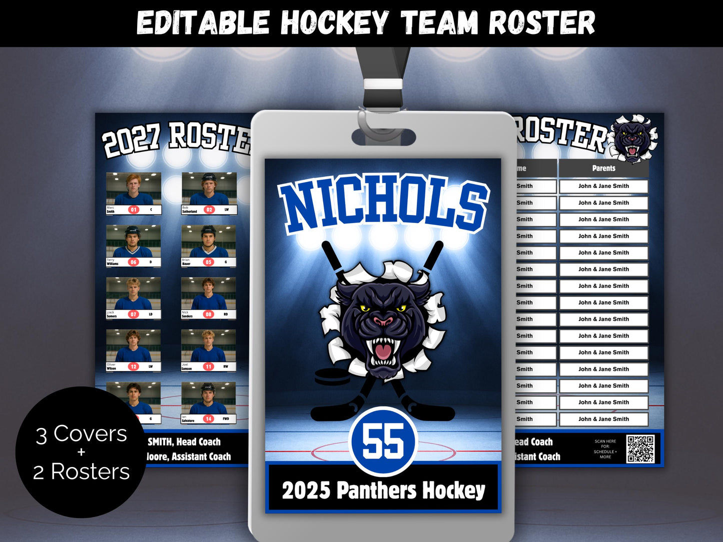 Hockey Team Roster Lanyard Template
