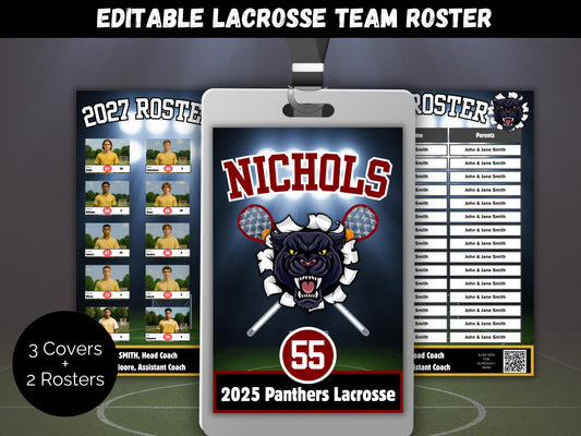 Editable Lacrosse Team Roster Lanyard Template