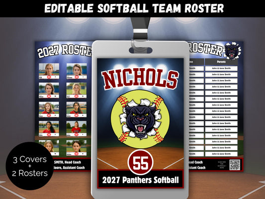 Softball Team Roster Lanyard Template