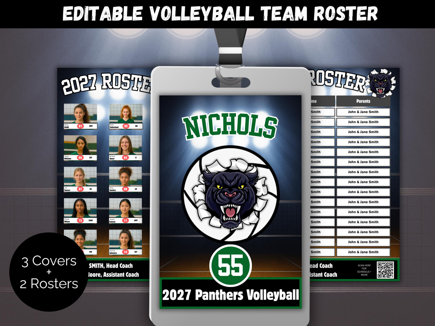 Volleyball Team Roster Lanyard Template