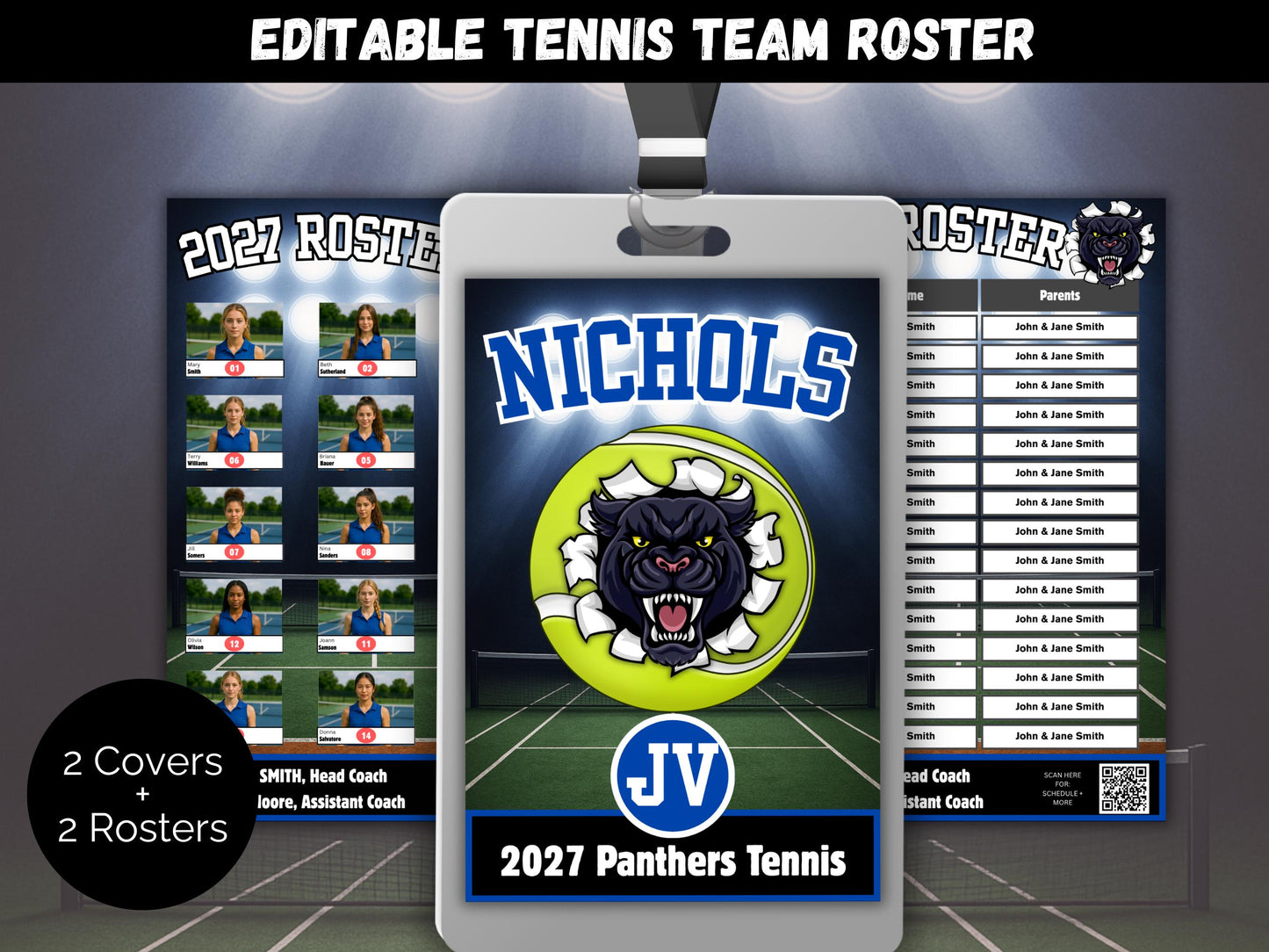 Tennis Team Roster Lanyard Template