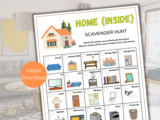 Indoor Home Scavenger Hunt for kids