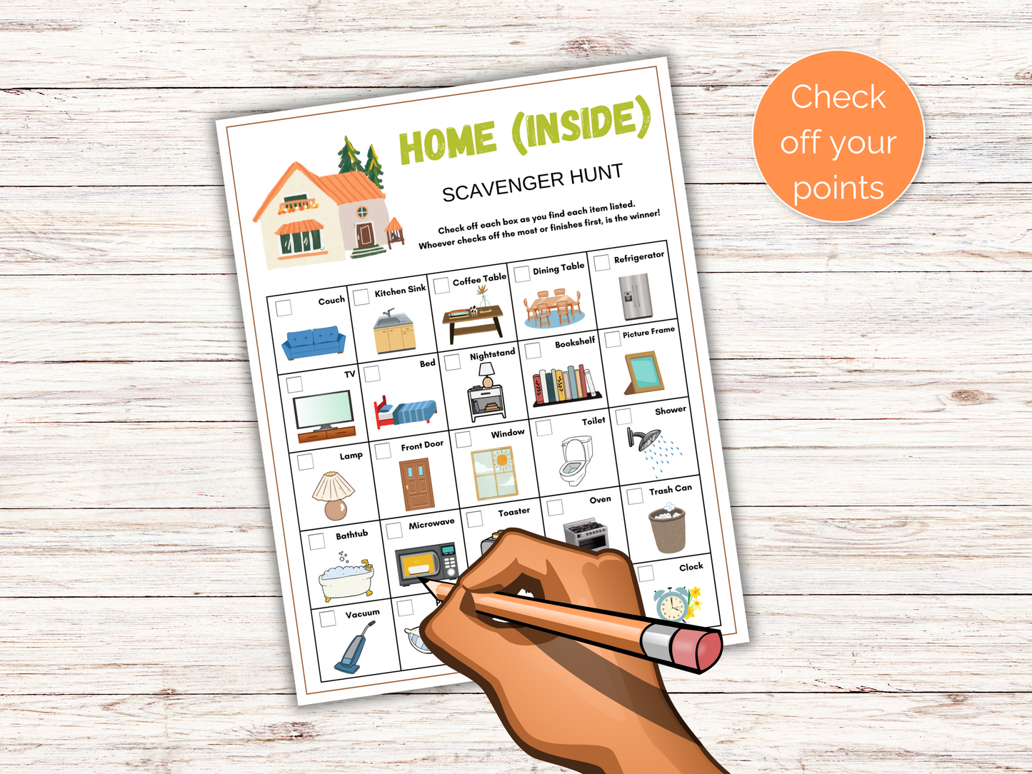 Indoor Home Scavenger Hunt for kids