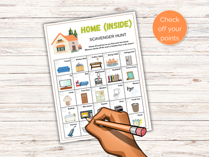 Indoor Home Scavenger Hunt for kids