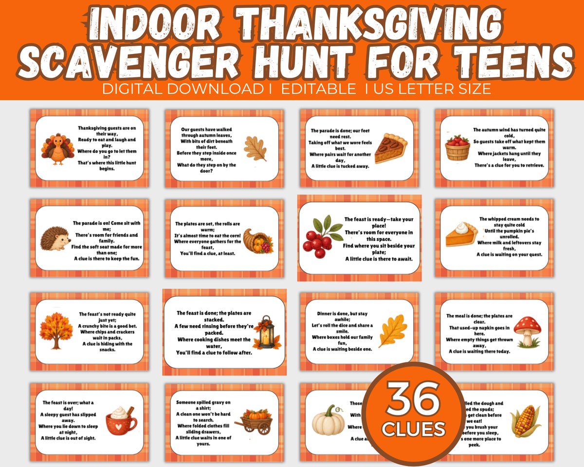 Indoor Thanksgiving Scavenger Hunt for Older Kids